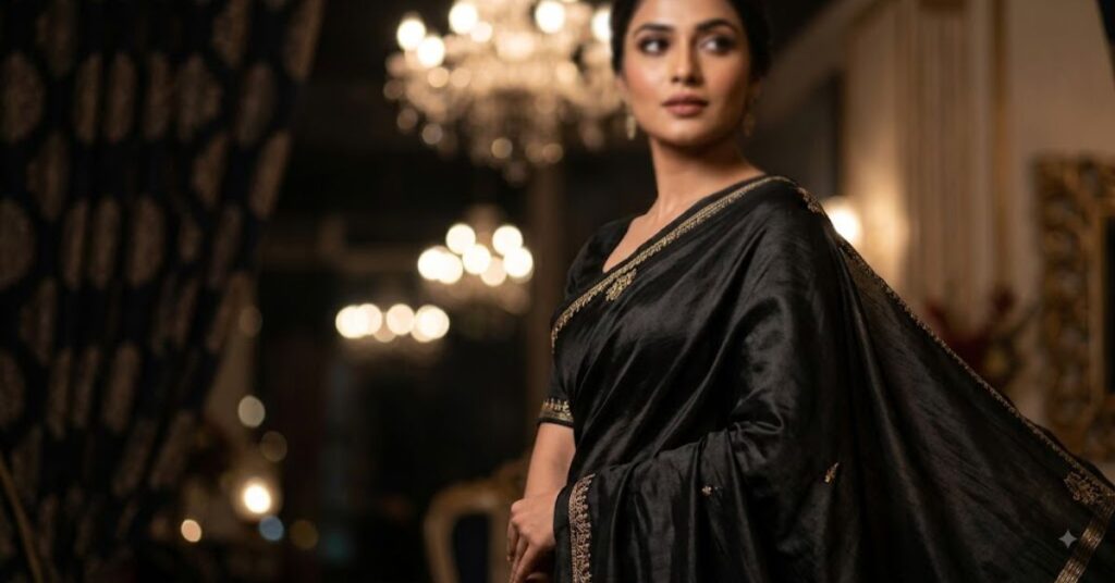 black-saree-captions