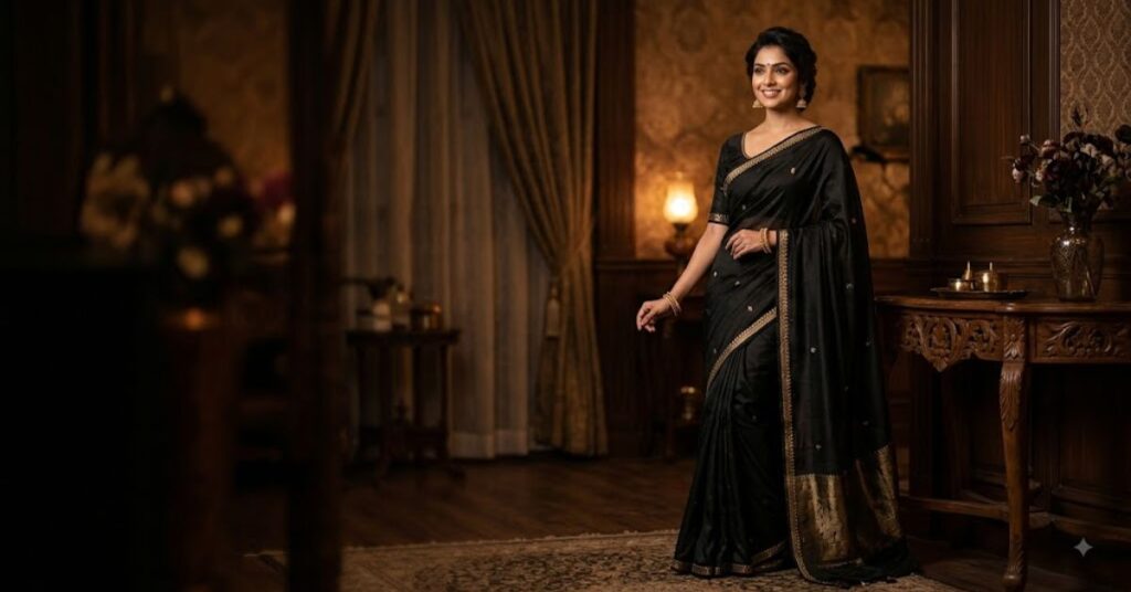 black-saree-captions 