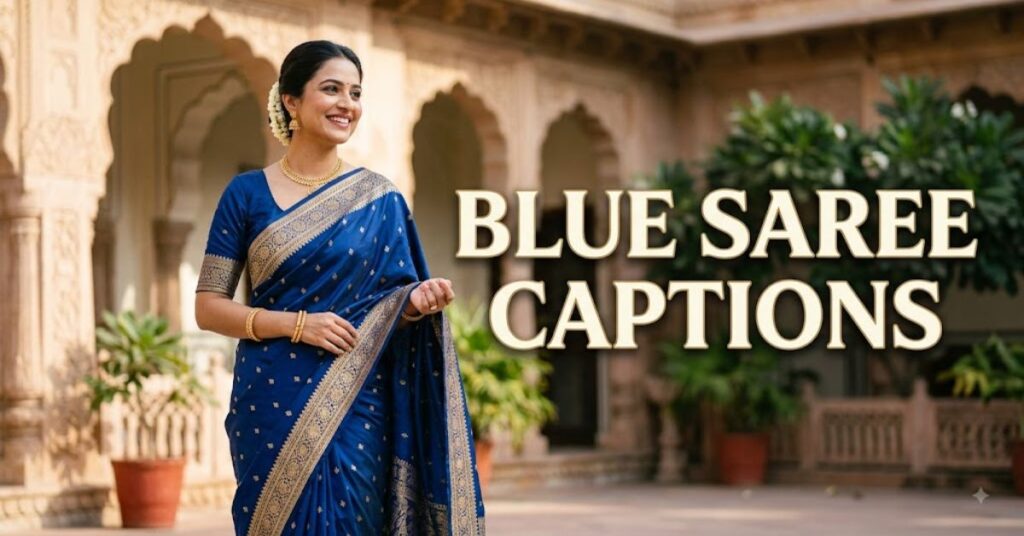 Blue Saree Captions