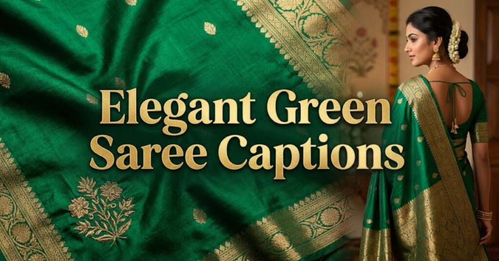 green-saree-captions
