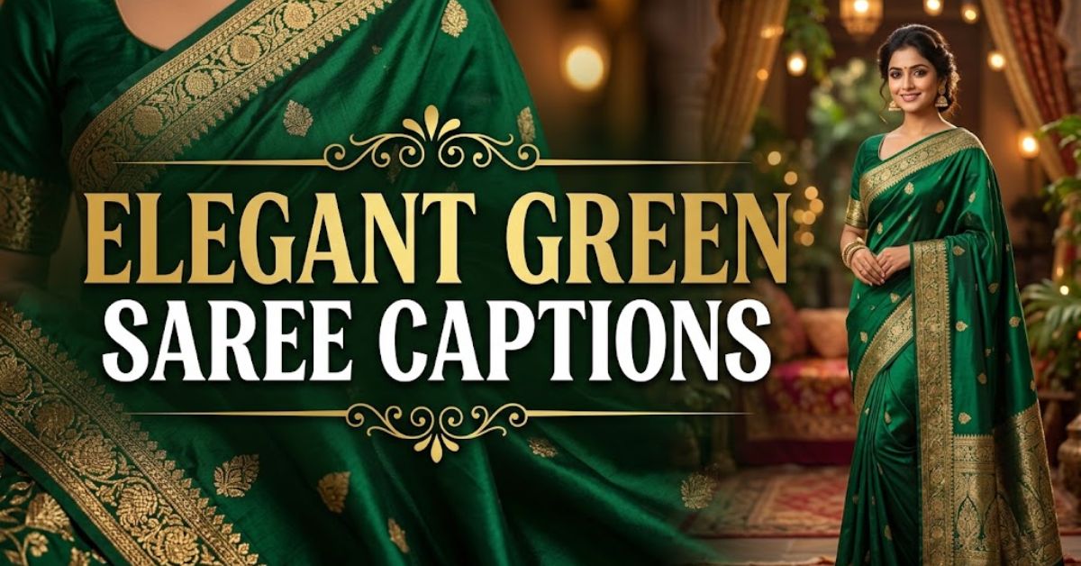 green-saree-captions